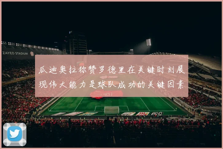 瓜迪奥拉称赞罗德里在关键时刻展现伟大能力是球队成功的关键因素